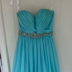 Tiffany Designs Turquoise Strapless Formal Dress